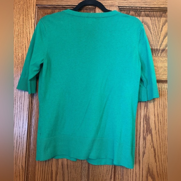 HARD TO FIND MERONA Short Sleeved Green Cardigan Button-Up - Picture 3 of 3
